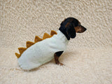 Knitted Dachshund Sweater with Dino Spikes, Wiener Dog Clothes, Custom Doxie Knitwear, Dinosaur Dog Costume, Small Dog Winter Sweater