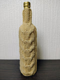 Handmade Knitted Wine Bottle Cover with Cable Stitch – Aesthetic Gift Decor