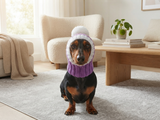 Knitted Dachshund Santa Hat: Wool Blend Christmas Dog Costume