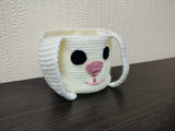Crochet Lop Ear Bunny Basket, Miniature Rabbit Nursery Storage Bin, Cute Pencil and Crochet Hook Holder, Small Easter Candy Bowl, Kawaii Desk Decor