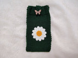 Crochet Daisy Phone Sock, Knitted Smartphone Sleeve with Flower Phone Pouch, Boho Cell Phone Case, Handmade Gift for Her