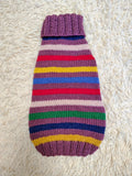Handmade Knit Dachshund Sweater - Colorful Striped Dog Clothes