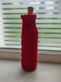 Knitted Wine Bottle Cozy Cable Knit Sleeve, Red Valentine’s Day Wine Decor, Heart Buttons Bottle Sweater, Wedding Table Decor Housewarming Gift