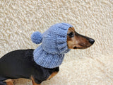 Angora Super Warm Dog Hat with Pom-Pom, Knitted Costume Pet Clothes Warm Cap Closed Ears for Dachshund beanie