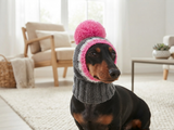 Monkey pet hat with big pompom, warm winter dog hat with pompom