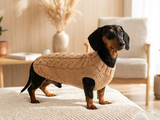 Sleeveless Dachshund Cable Knit Sweater | Handmade Dog Clothes