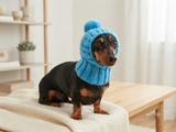 Angora Super Warm Dog Hat with Pom-Pom, Knitted Costume Pet Clothes Warm Cap Closed Ears for Dachshund beanie
