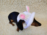 Easter bunny Dog Bucket Hat, summer panama cap with open ears dachshund, pet clothes photo shoot gift dog's mom