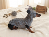 Alpaca coat and hat for dogs, knitted dachshund clothes sweater and hat, winter dachshund suit sweater and hat