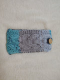 Cozy Cable Knit Phone Sock - Universal Smartphone Protective Sleeve - Hand Knitted Woolen Phone Bag with Button Closure - Boho Style Phone Accessory