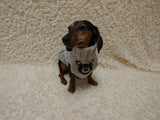 Bear print wool sweater with arans for dogs, dachshund warm clothes jumper with cable