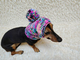 Premium Hand-Knit Dog Snood | Cozy Pom-Pom Dog Balaclava Hat