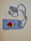 Ice Cream Knitted Phone Crossbody Bag | Cute Summer Smartphone Sleeve with Strap | Handmade Sweet Dessert Tech Pouch | Fun Birthday Gift for Her