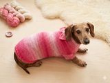 Clothes sausage dog pink sweater with bow, knitted pink sweater with bow for dog