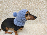 Angora Super Warm Dog Hat with Pom-Pom, Knitted Costume Pet Clothes Warm Cap Closed Ears for Dachshund beanie