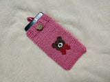 Bear Phone Sleeve, Universal Crochet Cell Phone Pouch 6.7x3.5", Cute Teddy Bear Phone Case, Soft Yarn Sock for iPhone Samsung, Cozy Gift