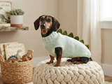Knitted Dachshund Sweater with Dino Spikes, Wiener Dog Clothes, Custom Doxie Knitwear, Dinosaur Dog Costume, Small Dog Winter Sweater