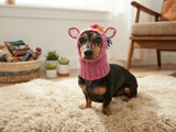 Handmade Knitted Unicorn Dog Snood with Rainbow Mane & Ears