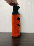 Pumpkin Halloween Wine Bottle Cover | Knit Jack-O'-Lantern Cozy