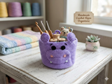Crochet Hippo Basket, Purple Hippopotamus Nursery Storage Bin, Cute Makeup Brush Holder, Small Yarn Bowl, Kids Room Decor, Baby Shower Gift