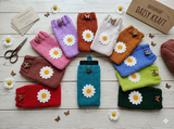 Crochet Daisy Phone Sock, Knitted Smartphone Sleeve with Flower Phone Pouch, Boho Cell Phone Case, Handmade Gift for Her
