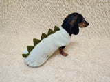 Knitted Dachshund Sweater with Dino Spikes, Wiener Dog Clothes, Custom Doxie Knitwear, Dinosaur Dog Costume, Small Dog Winter Sweater