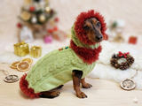 Christmas Pet Costume Sweater and Hat,Knitted Warm Christmas Dog Sweater,Christmas Dachshund Clothes Santa Tree Deer