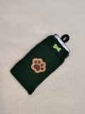 Dog Lover Knitted Phone Case with Paw Embroidery | Soft Wool Phone Sleeve | Wiener Dog Pouch with Bone Button | Cute Puppy Paw Gift for Her