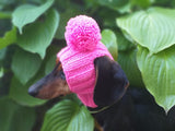 Handmade Knit Dachshund Snood with Pom-Pom - Winter Dog Hat for Doxies & Small Breeds - Ear Warmer & Neck Gaiter