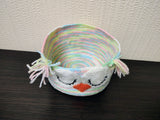 Crochet Owl Basket, Pastel Nursery Storage Organizer, Knitted Toy Bin, Cute Small Yarn Basket, Kids Room Decor, Easter Baby Shower Gift