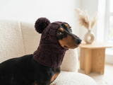 Dog hat with pom poms wool, warm hat for dachshund, wool hat for small dogs
