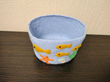 Nautical Rope Basket for Bathroom Storage, Ocean Theme Nursery Decor, Crocheted Blue Toy Basket with Fish, Coastal Gift for Sea Lovers