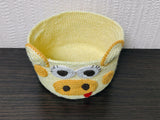 Crochet Cow Basket, Small Amigurumi Nursery Organizer, Cute Farm Animal Storage Bin, Handwoven Cotton Boho Decorative Basket, Gift for Baby Shower (4.7 \times 3.1")