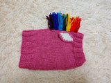 Handmade Knitted Unicorn Dog Snood with Rainbow Mane & Ears