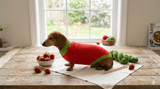 Knitted sweater strawberry for dogs, clothes for dachshunds