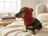 Angora Super Warm Dog Hat with Pom-Pom, Knitted Costume Pet Clothes Warm Cap Closed Ears for Dachshund beanie
