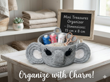 Crochet Elephant Basket, Grey Safari Nursery Storage Bin, Small Sewing Organizer, Cute Animal Yarn Bowl, Kids Room Decor, Baby Shower Gift