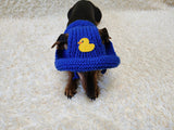 Duck dog hat Summer sun with holes for ears. Hand knitted sun cap dachshund. Stylish Pet Photo Props and Gift Dog Moms