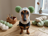 Winter wool melange aran hat for dog with two large pompoms