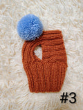 9 color Handmade Knit Dog Hat with Ear Holes – Warm Wool-Blend Winter Beanie & Snood for Dachshunds and Small to Medium Pets –Cute Puppy Pom Pom Cap