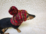 Cute Pom-Pom Dog Snood Hat | Soft Hand-Knit Dog Balaclava Hood