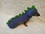 Soft Dinosaur Costume for Dogs – Knitted Sweater and Hat Bundle