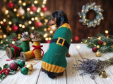 Christmas elf dog jumper with pom poms, christmas dog clothes, elf costume for dogs, elf sweater for dachshund or small dog