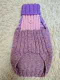 Handmade Knit Dachshund Sweater - Purple Floral Dog Jumper