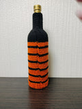 Halloween Wine Bottle Cozy | Knit Pumpkin Owl Cat Drink Decor