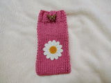 Crochet Daisy Phone Sock, Knitted Smartphone Sleeve with Flower Phone Pouch, Boho Cell Phone Case, Handmade Gift for Her