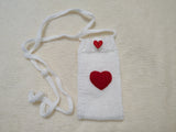 Heart Knitted Phone Crossbody Bag | Crochet Valentine Gift for Her | Small Romantic Smartphone Purse with Heart Decor | Made with Love Phone Sleeve