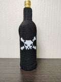 Pirate Skull Wine Bottle Cover | Halloween Knit Drink Decor