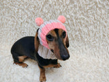 Winter knitted dog hat mini too pompom, warm beanie with open ears for dachshund, pet clothes cap outfit apparel gift dogs lover