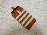Cute Animal Companion Knit Phone Case | Striped Phone Sleeve-Handmade Knit Animal Phone Pouch | Cozy Stretchy Phone Sock